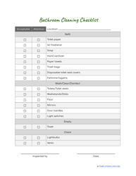 &quot;Bathroom Cleaning Checklist Template&quot;