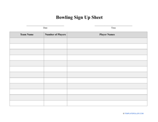 &quot;Bowling Sign up Sheet Template&quot;
