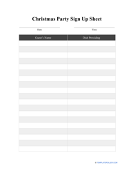 "Christmas Party Sign up Sheet Template"