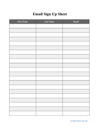 Document preview: Email Sign up Sheet Template