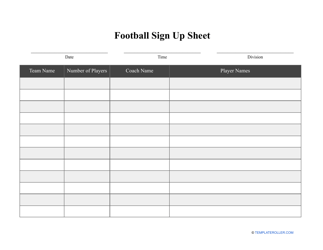 Document preview: Football Sign up Sheet Template