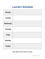 Document preview: Laundry Schedule Template - Grey Table