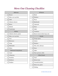 &quot;Move out Cleaning Checklist Template&quot;