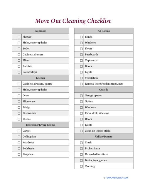 Move out cleaning checklist template - TemplateRoller