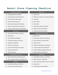 &quot;Retail Store Cleaning Checklist Template&quot;