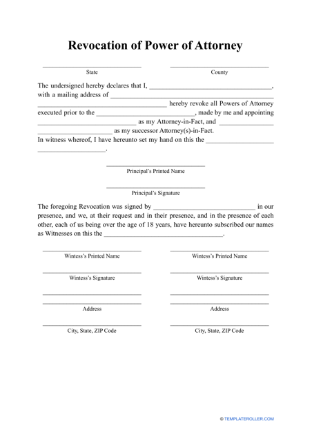 Revocation of Power of Attorney Template Download Pdf