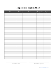 &quot;Temperature Sign in Sheet Template&quot;