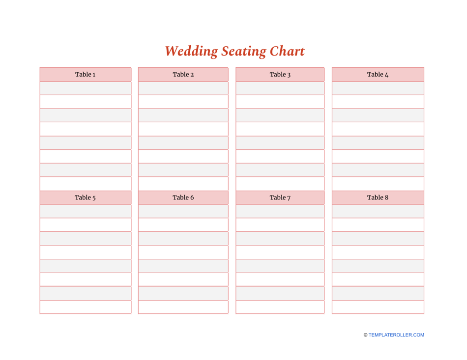 Wedding Seating Chart Template, Page 1