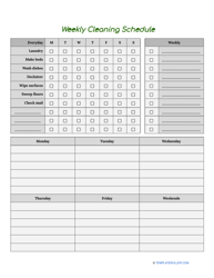Document preview: Weekly Cleaning Schedule Template - Green