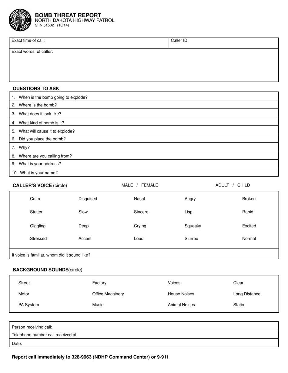 Form SFN51502 - Fill Out, Sign Online and Download Printable PDF, North ...