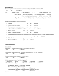 Swine Influenza Case Report Form, Page 2