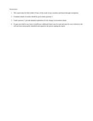 Form 8A Report of Resale of Securities Purchased Under Clause 19(1)(C)or Subsection 19(3) of the Act or Under Section 90 of the Regulation - Manitoba, Canada, Page 2
