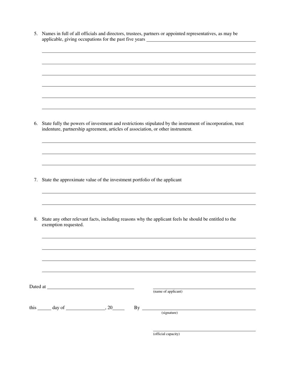 Form 6 Application for Recognition as an Exempt Purchaser Under Clause 19(1)(C) of the Act - Manitoba, Canada, Page 2