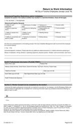 Form 37-0048 Return to Work Information - All City of Toronto Employees (Except Local 79) - City of Toronto, Ontario, Canada, Page 2