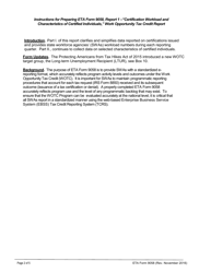 ETA Form 9058 Wotc Certification Workload and Characteristics of Certified Individual - Report 1, Page 2