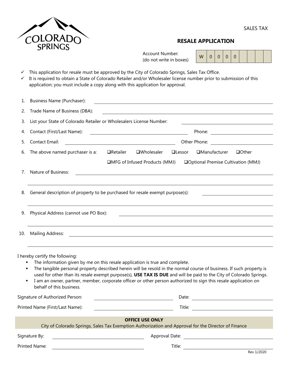 Resale Application - City of Colorado Springs, Colorado, Page 2