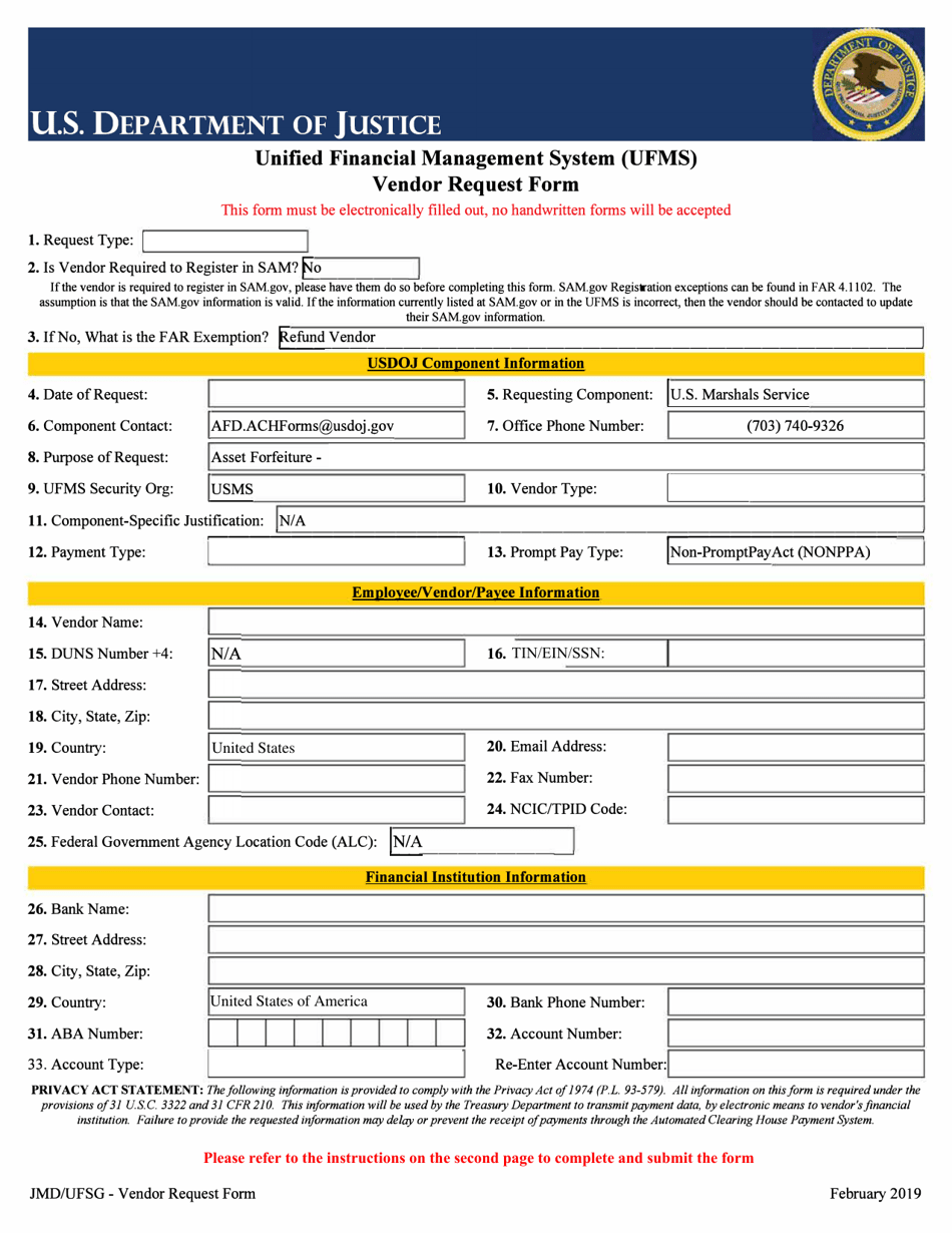 Unified Financial Management System (Ufms) Vendor Request Form - Fill ...