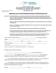 Document preview: Registration Form for Food Establishments/Caterers Offering Kosher Food - New York