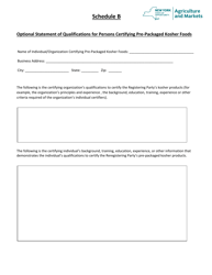 Registration Form for Manufacturer/Producer/Distributor/Packer/Repacker of Packaged Kosher Food for Sale - New York, Page 3