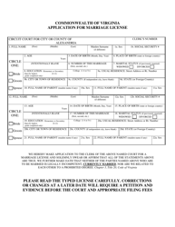 Document preview: Application for Marriage License - City of Alexandria, Virginia