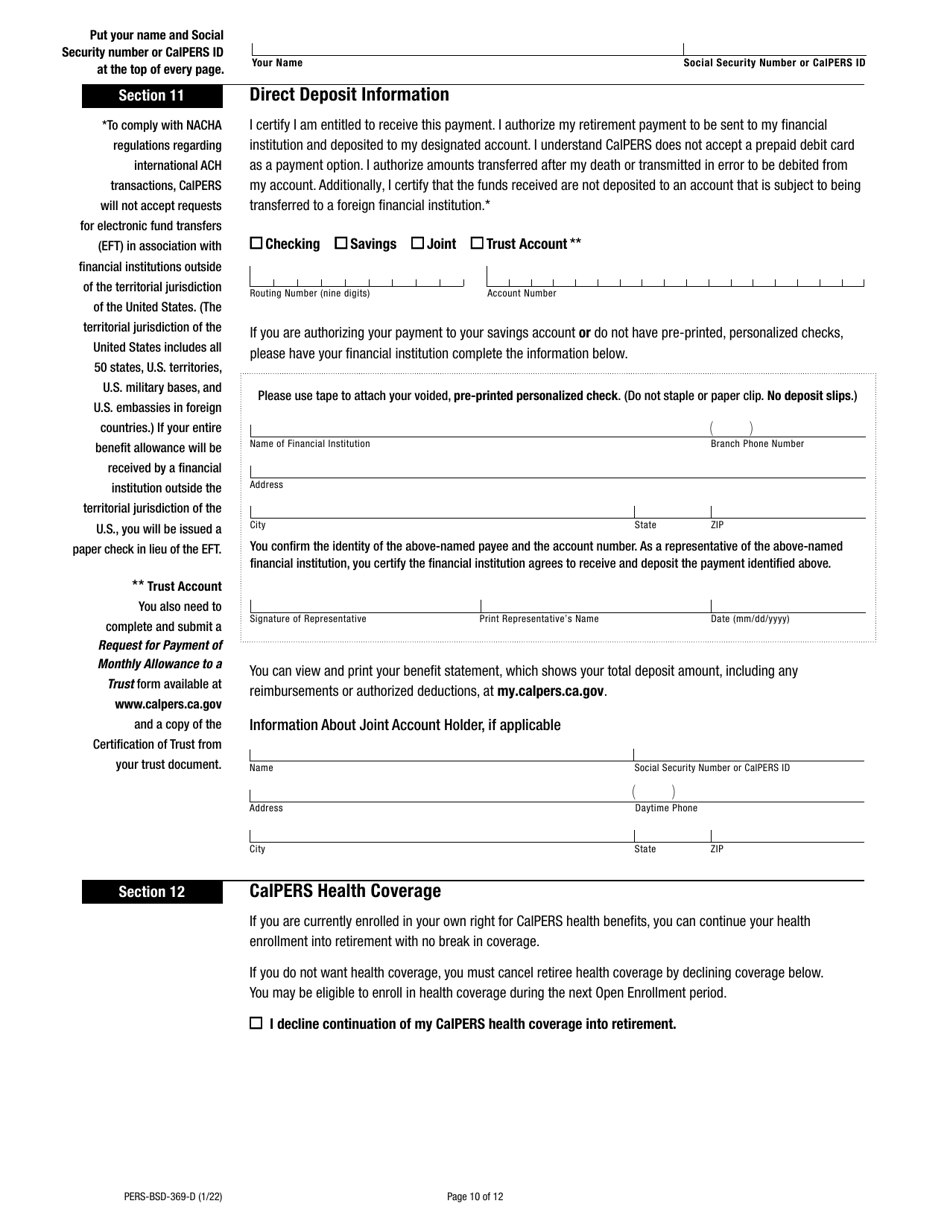 Form PERS-BSD-369-D Download Fillable PDF or Fill Online Disability ...