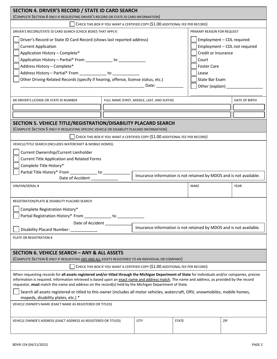 Form BDVR-154 Download Fillable PDF or Fill Online Non-account ...