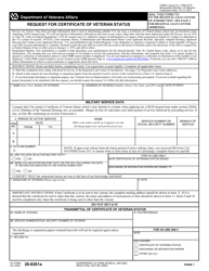 Document preview: VA Form 26-8261A Request for Certificate of Veteran Status