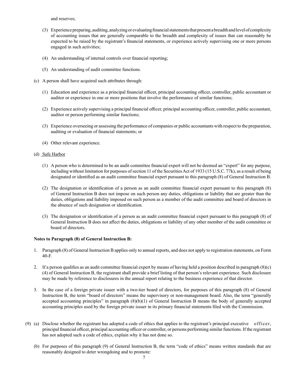 SEC Form 2285 (40-F) Registration Statement Pursuant to Section 12 or Annual Report Pursuant to Section 13(A) or 15(D), Page 7