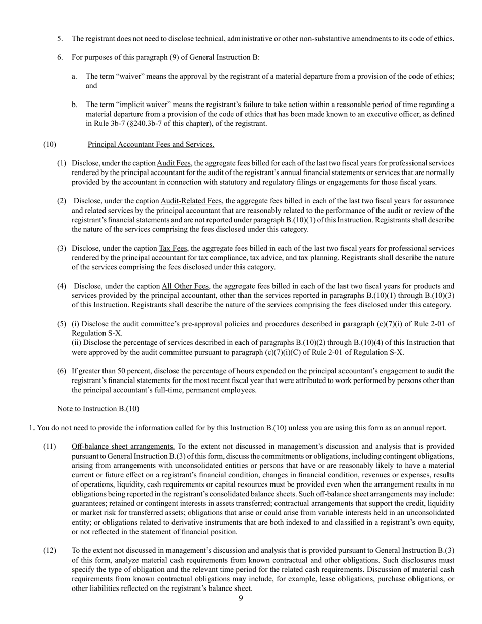 SEC Form 2285 (40-F) Registration Statement Pursuant to Section 12 or Annual Report Pursuant to Section 13(A) or 15(D), Page 9