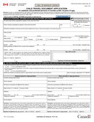 Form PPTC192 &quot;Child Travel Document Application for Stateless and Protected Persons in Canada (Under 16 Years of Age)&quot; - Canada