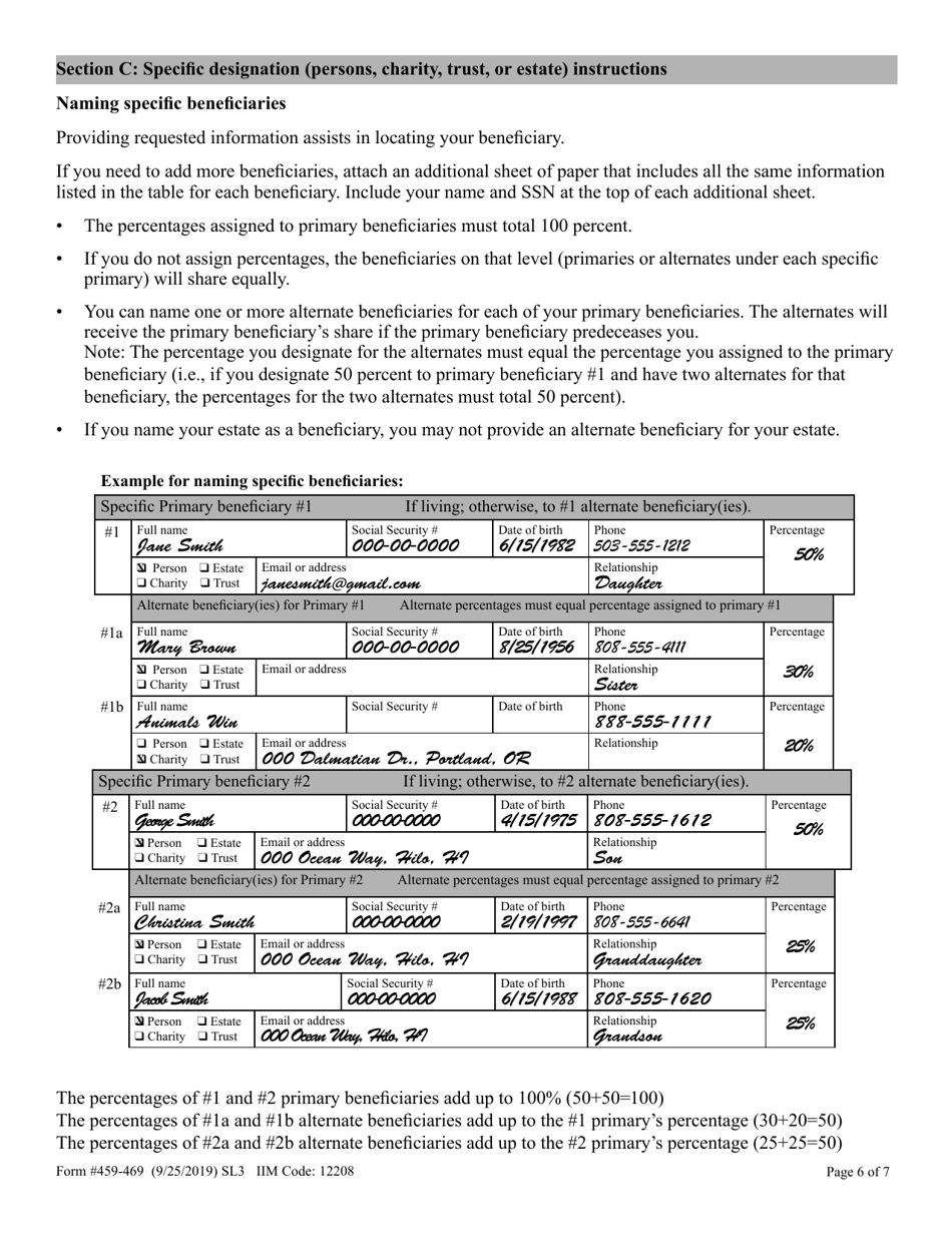 Form 459-469 Iap Pre-retirement Designation of Beneficiary Packet - Oregon, Page 8