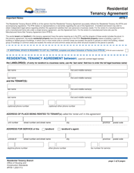 Document preview: Form RTB-1 Residential Tenancy Agreement - British Columbia, Canada
