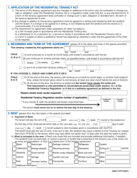 Form RTB-1 Residential Tenancy Agreement - British Columbia, Canada, Page 2