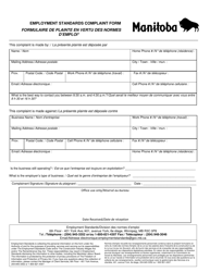 Employment Standards Complaint Form - Manitoba, Canada (English/French), Page 2