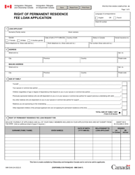 Form IMM5349 &quot;Right of Permanent Residence Fee Loan Application&quot; - Canada