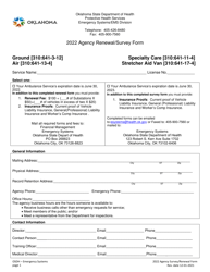 Document preview: Agency Renewal/Survey Form - Oklahoma, 2022