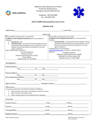 Document preview: Emra Renewal/Survey Form - Oklahoma, 2022