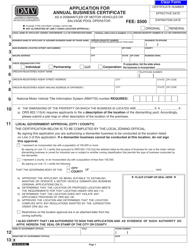 Form 735-373 Application for Annual Business Certificate as a Dismantler of Motor Vehicles or Salvage Pool Operator - Oregon, Page 3