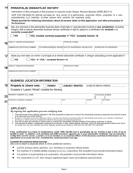 Form 735-373 Application for Annual Business Certificate as a Dismantler of Motor Vehicles or Salvage Pool Operator - Oregon, Page 4
