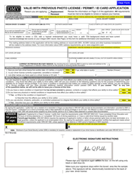 Form 735-171B Valid With Previous Photo License/Permit/Id Card Application - Oregon