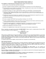 Form 735-171B Valid With Previous Photo License/Permit/Id Card Application - Oregon, Page 2