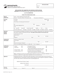 Document preview: Form LIBI-607 Application for Asbestos Occupation Certification - Pennsylvania