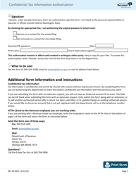 Form REV85 0052 Estate Tax Confidential Tax Information Authorization - Washington, Page 2