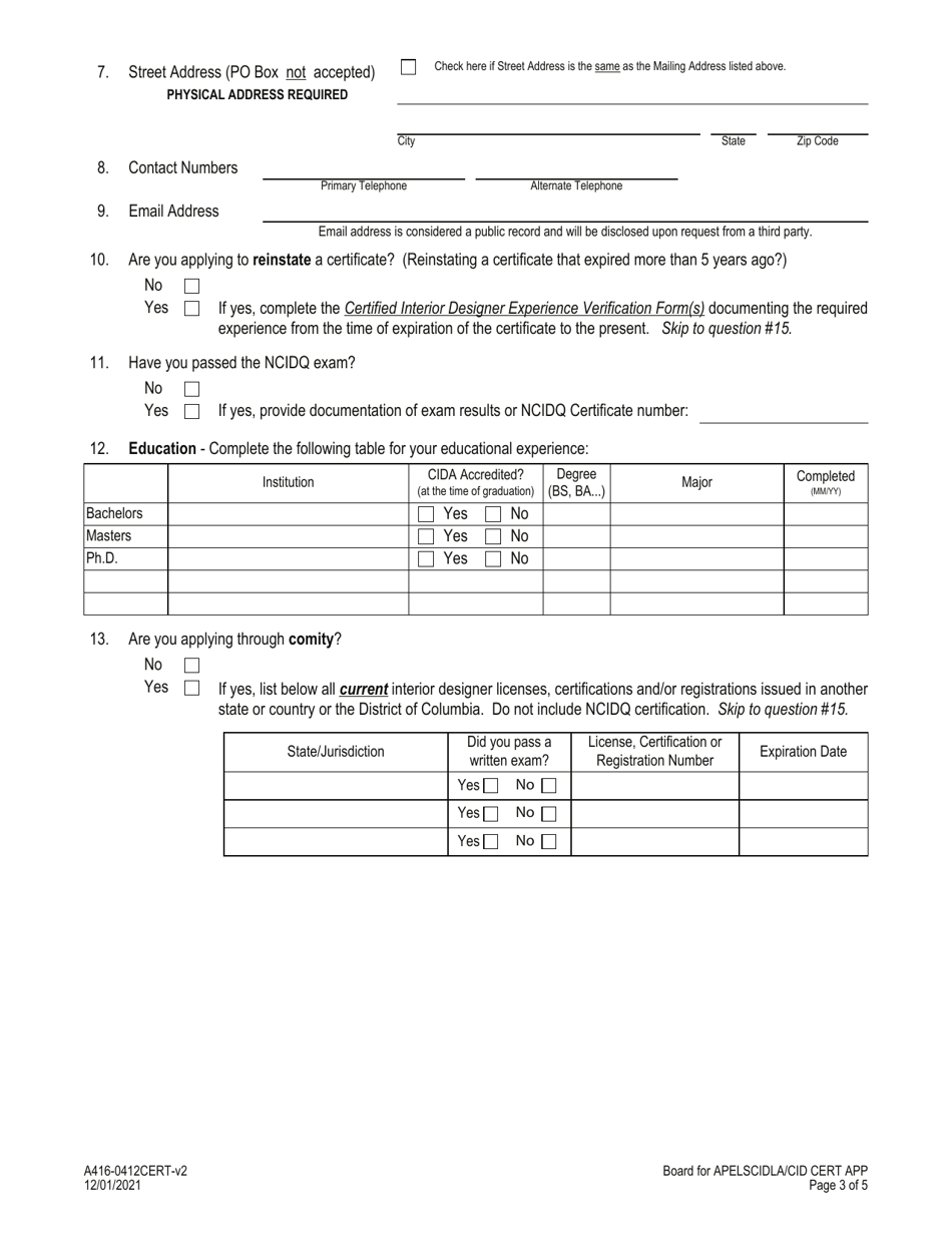 Form A4160412CERT Fill Out, Sign Online and Download Fillable PDF