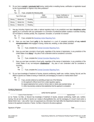 Form A511-4105LIC Trainer, Second or Cut Man License Application - Virginia, Page 2