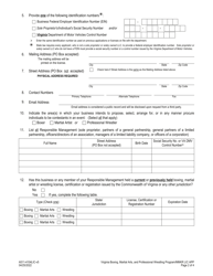 Form A511-4104LIC Matchmaker License Application - Boxing, Martial Arts, and Professional Wrestling Program - Virginia, Page 2
