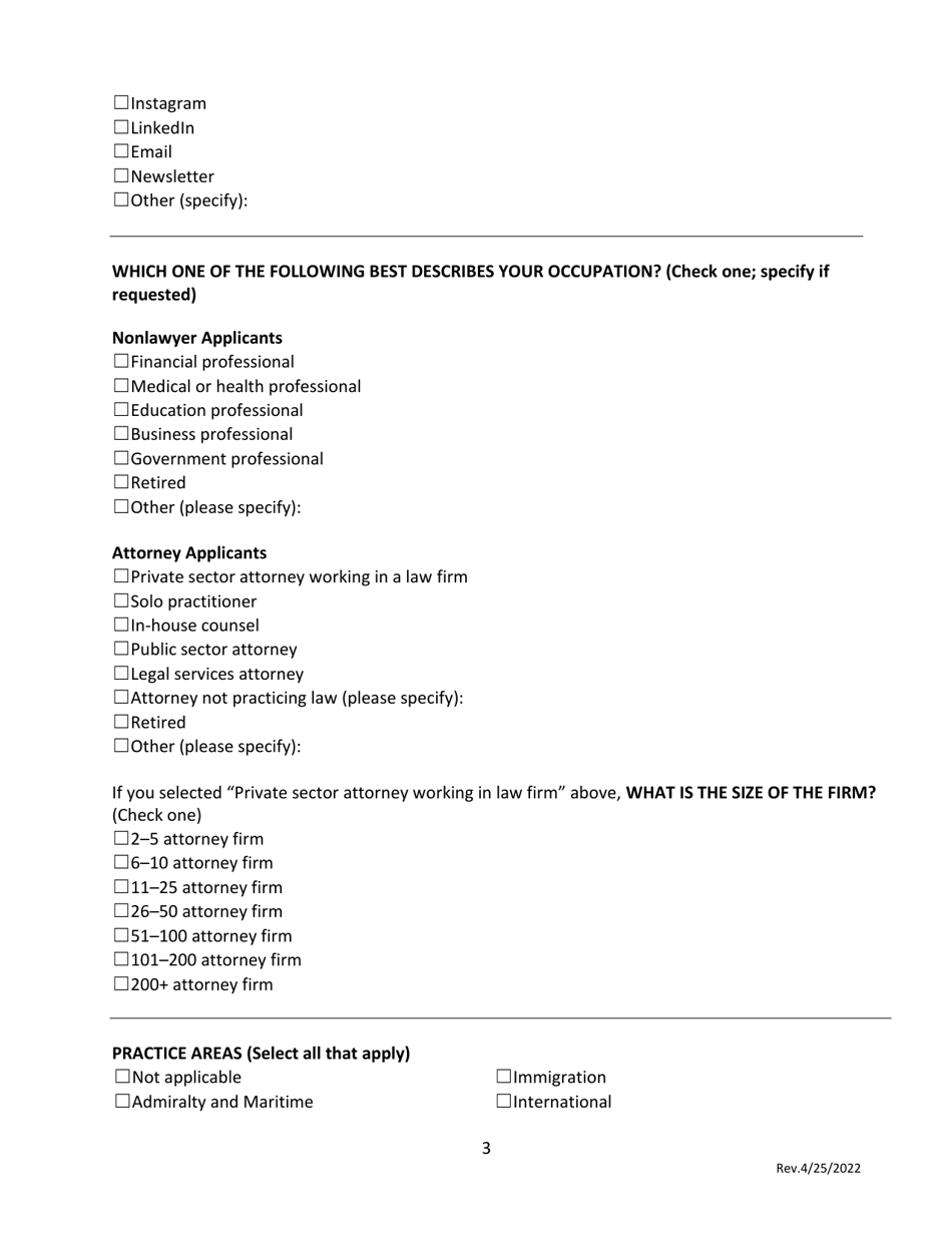 Application for Appointment to Serve on State Bar Committees - California, Page 3