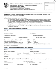 Document preview: Demande De Reexamen D'une Decision Ou D'une Ordonnance De La Cref - Ontario, Canada (French)