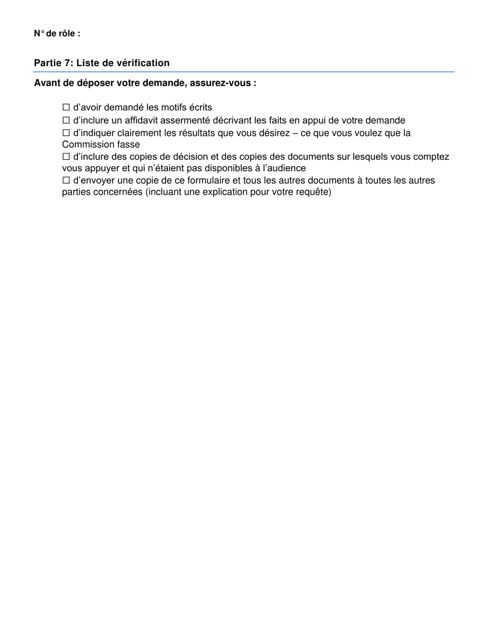 Demande De Reexamen Dune Decision Ou Dune Ordonnance De La Cref - Ontario, Canada (French), Page 3