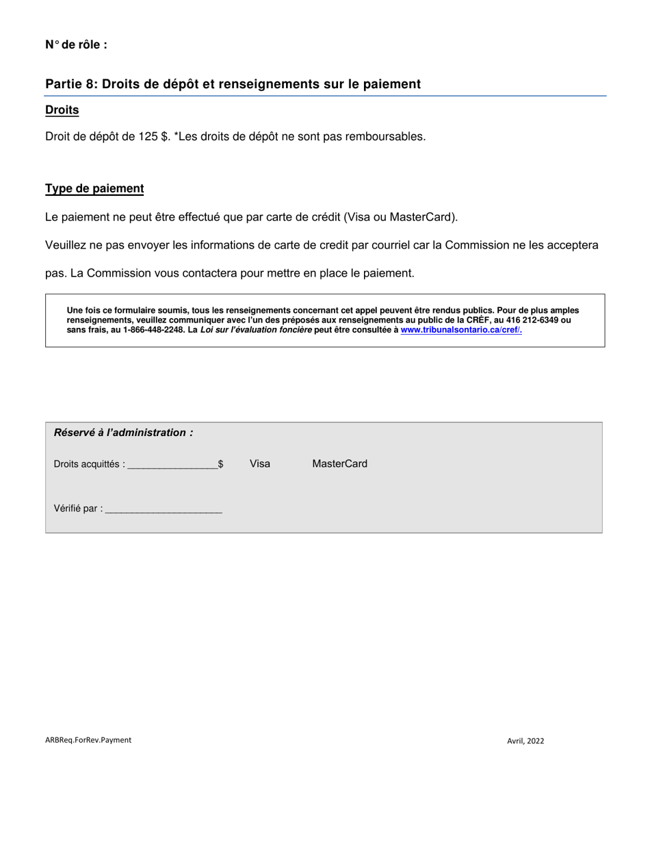 Demande De Reexamen Dune Decision Ou Dune Ordonnance De La Cref - Ontario, Canada (French), Page 4